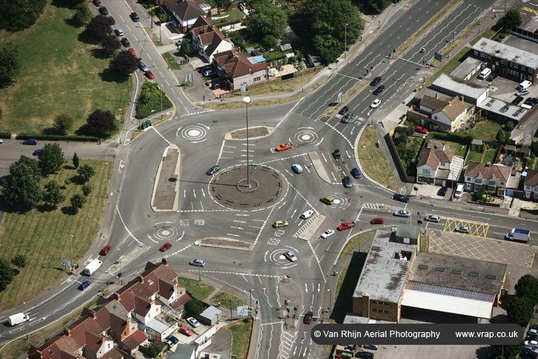 Aerial view of the Magic Roundabout in Swindon